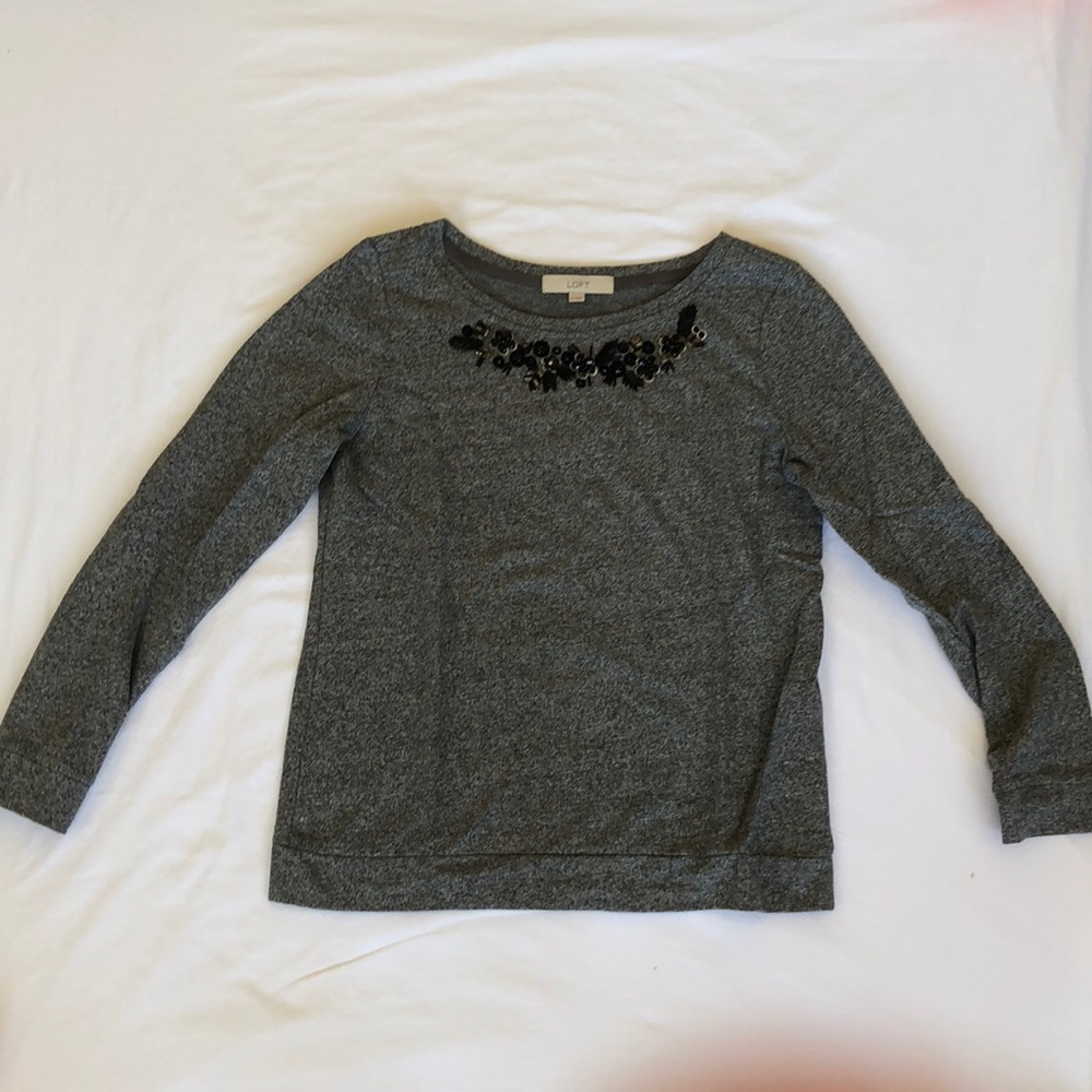 Grey sweater with black and silver jewel detail